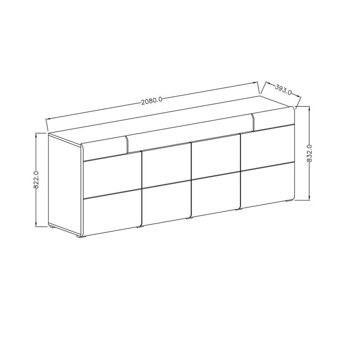 Buffet 200cm collezione OHIO. Color antracite e rovere.