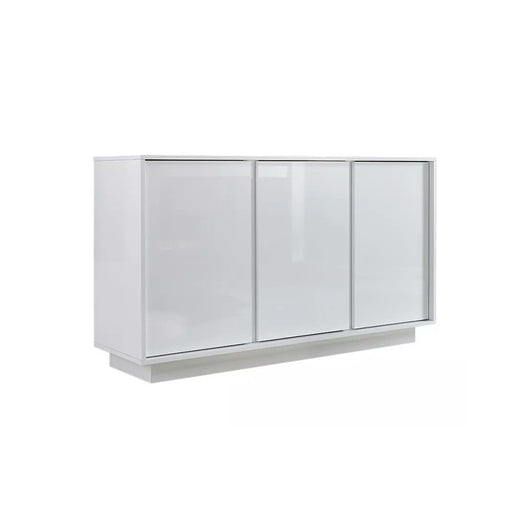 Buffet 3 ante, collezione CREAM, colore bianco lucido, ideale per un soggiorno o una sala da pranzo design.
