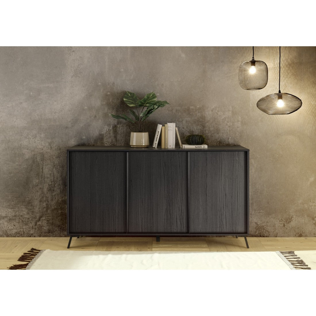 Credenza a 3 ante collezione SKY. Colore Quercia Nera.