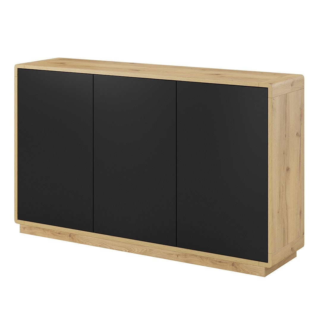 Buffet a 3 porte collezione VILLA. Colore quercia e nero opaco.