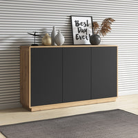 Buffet a 3 porte collezione VILLA. Colore quercia e nero opaco.