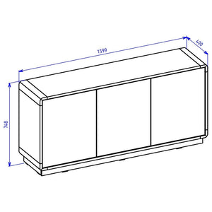 Buffet a 3 porte collezione VILLA. Colore quercia e nero opaco.