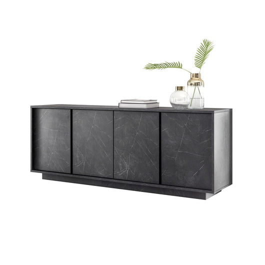 Buffet 4 porte, collezione COLOMARMO, colore nero effetto marmo, ideale per il tuo soggiorno o sala da pranzo.