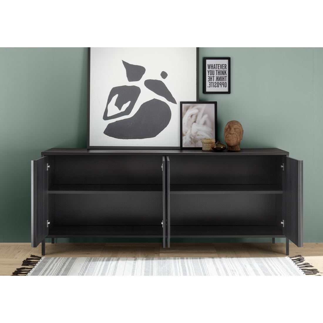 Credenza a 4 porte collezione IRON. Colore quercia nera.