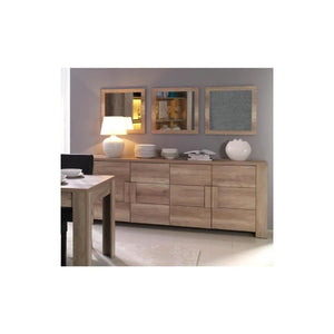 Buffet 4 porte FARRA rovere sonoma con 3 specchi quadrati
