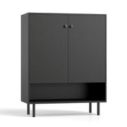 Cassettiera da 75 x 35 x 95 cm con ripiano regolabile e 2 ante in moderno design nero 20_0010794
