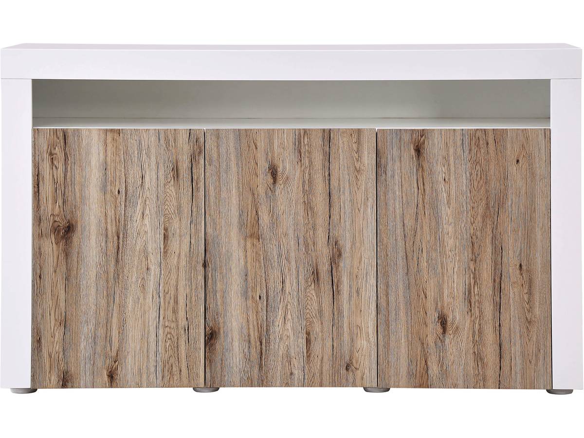 Credenza Buffet a LED "Bogota" - 155 x 40 x 92 cm -Rovere / bianco laccato