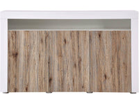 Credenza Buffet a LED "Bogota" - 155 x 40 x 92 cm -Rovere / bianco laccato