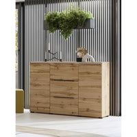 Buffet ALICE colore rovere wotan - 2 porte, 3 cassetti con illuminazione LED