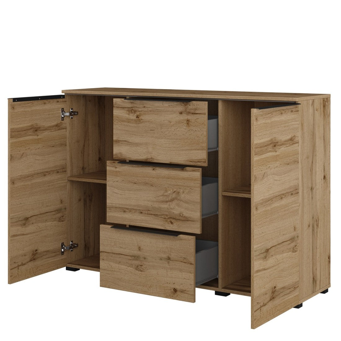Buffet ALICE colore rovere wotan - 2 porte, 3 cassetti