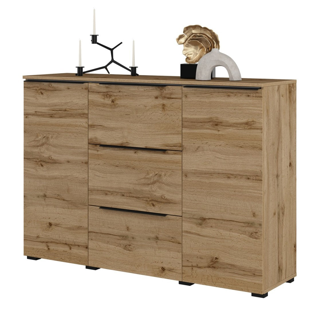 Buffet ALICE colore rovere wotan - 2 porte, 3 cassetti