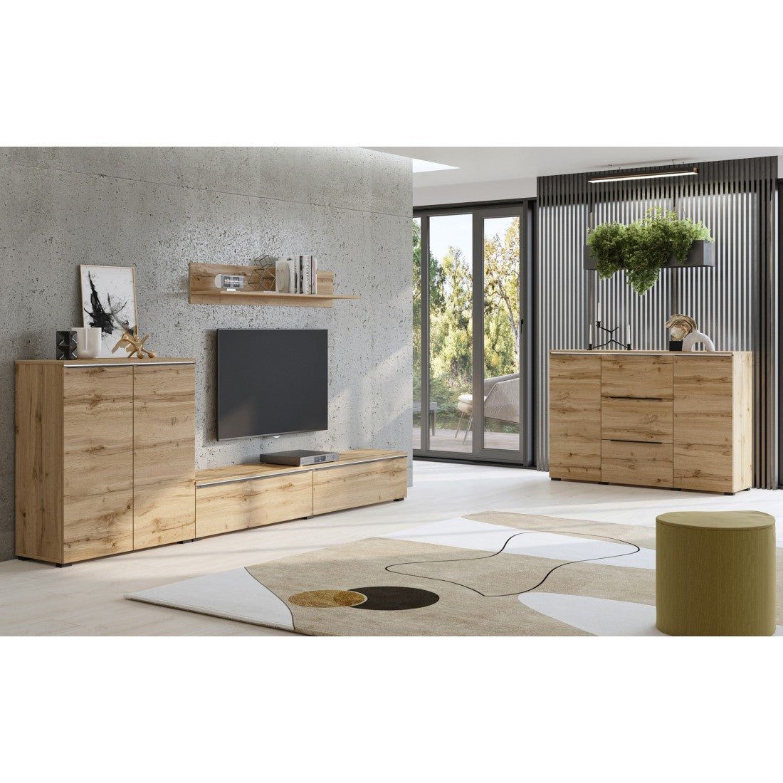 Buffet ALICE colore rovere wotan - 2 porte, 3 cassetti