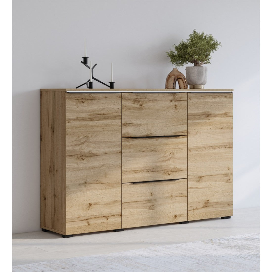 Buffet ALICE colore rovere wotan - 2 porte, 3 cassetti