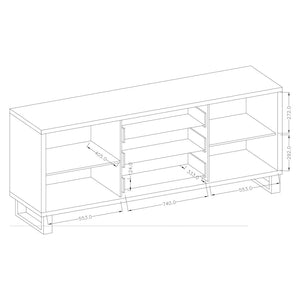 Buffet, credenza, enfilade MILO con due porte, tre cassetti. Colore rovere con finitura nera. Stile industriale.