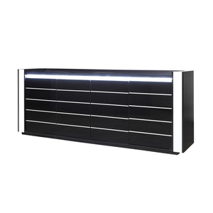 Credenza buffet LINA nero e bianco con LED - 4 porte