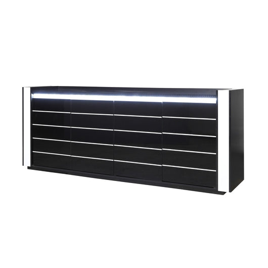 Credenza buffet LINA nero e bianco con LED - 4 porte