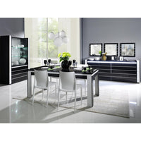 Credenza buffet LINA nero e bianco con LED - 4 porte