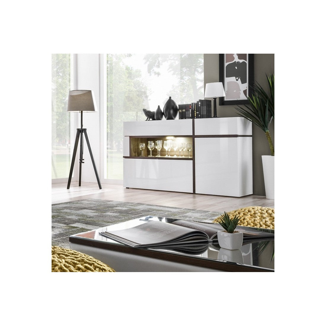 Buffet, credenza modello CRISS + LED. Mobile buffet di design moderno per il tuo soggiorno o sala da pranzo.