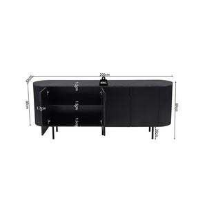 Buffet / Credenza VAGOS - 4 porte - Dimensioni L200 x H80 x P45 cm - Colore marrone scuro - Stile Design