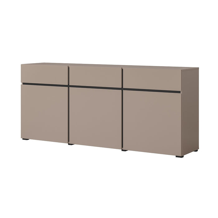 Buffet coloris beige e nero 180cm collezione HAVANA. Credenza design con 3 porte e 3 cassetti.