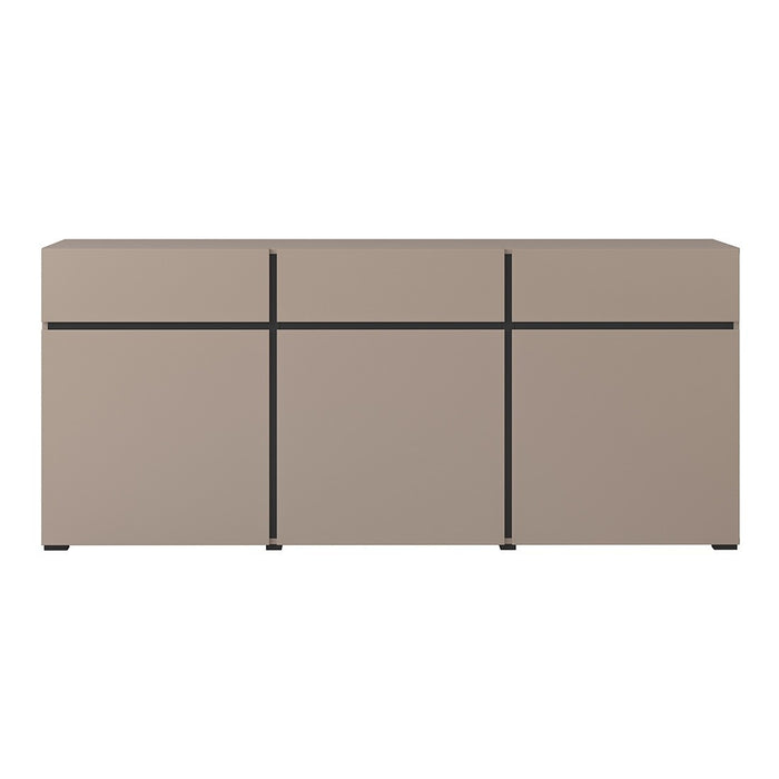 Buffet coloris beige e nero 180cm collezione HAVANA. Credenza design con 3 porte e 3 cassetti.