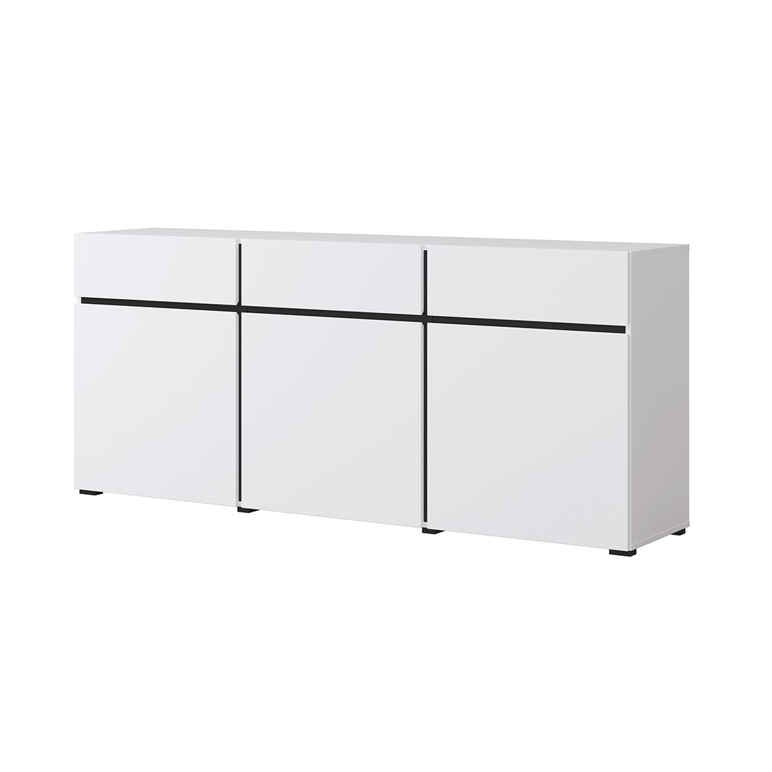 Buffet color bianco e nero 180cm collezione HAVANA. Credenza design con 3 porte e 3 cassetti.