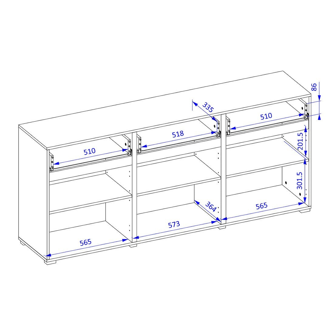 Buffet coloris chêne et noir 180cm collection HAVANA. Credenza di design con 3 porte e 3 cassetti.