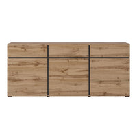 Buffet coloris chêne et noir 180cm collection HAVANA. Credenza di design con 3 porte e 3 cassetti.
