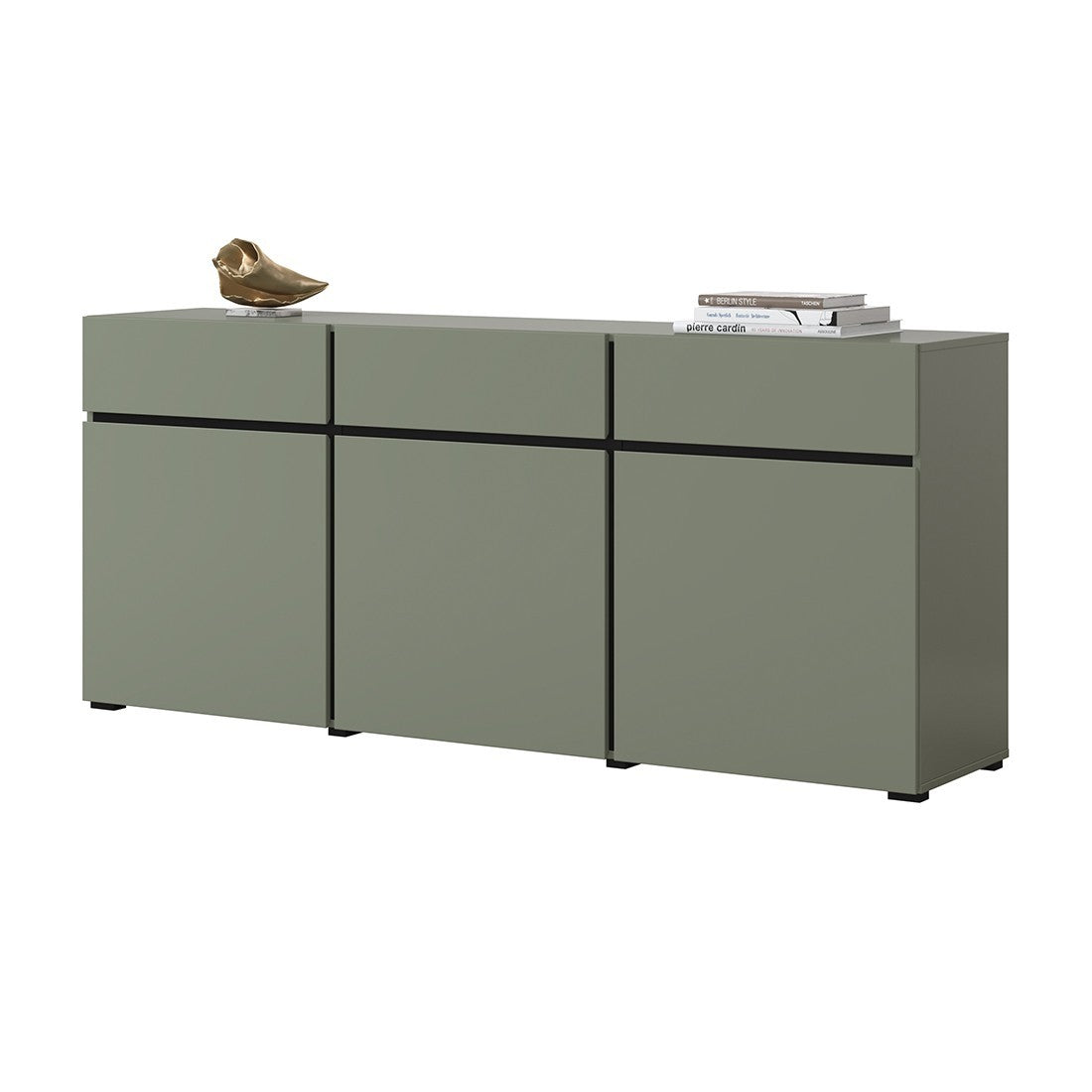 Buffet color salvia verde 180cm collezione HAVANA. Credenza design con 3 porte e 3 cassetti.