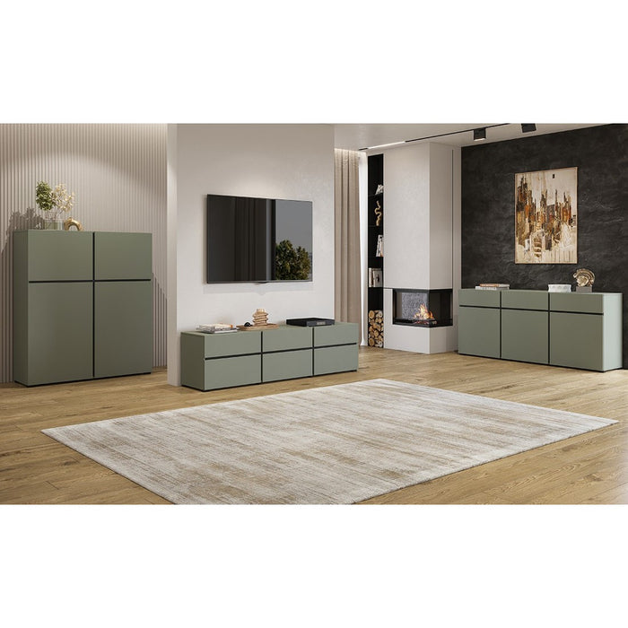 Buffet color salvia verde 180cm collezione HAVANA. Credenza design con 3 porte e 3 cassetti.