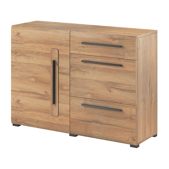 Buffet design 120cm. Collezione BREDA con una porta e tre cassetti. Colore rovere.