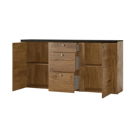 Buffet design 175cm per soggiorno colore bianco effetto legno e quercia collezione SANTIAGO.