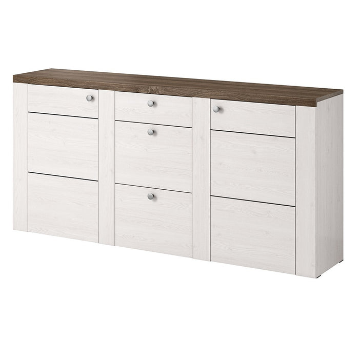 Buffet design 175cm per soggiorno colore bianco effetto legno e quercia collezione SANTIAGO.