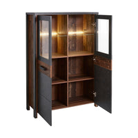 Buffet alto collezione WINDSOR. Colori grigio antracite e rovere scuro.