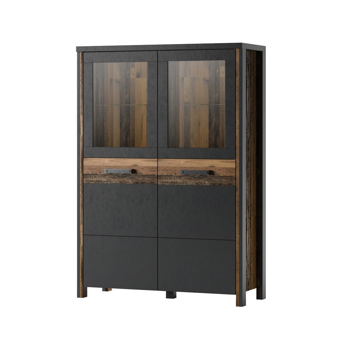 Buffet alto collezione WINDSOR. Colori grigio antracite e rovere scuro.