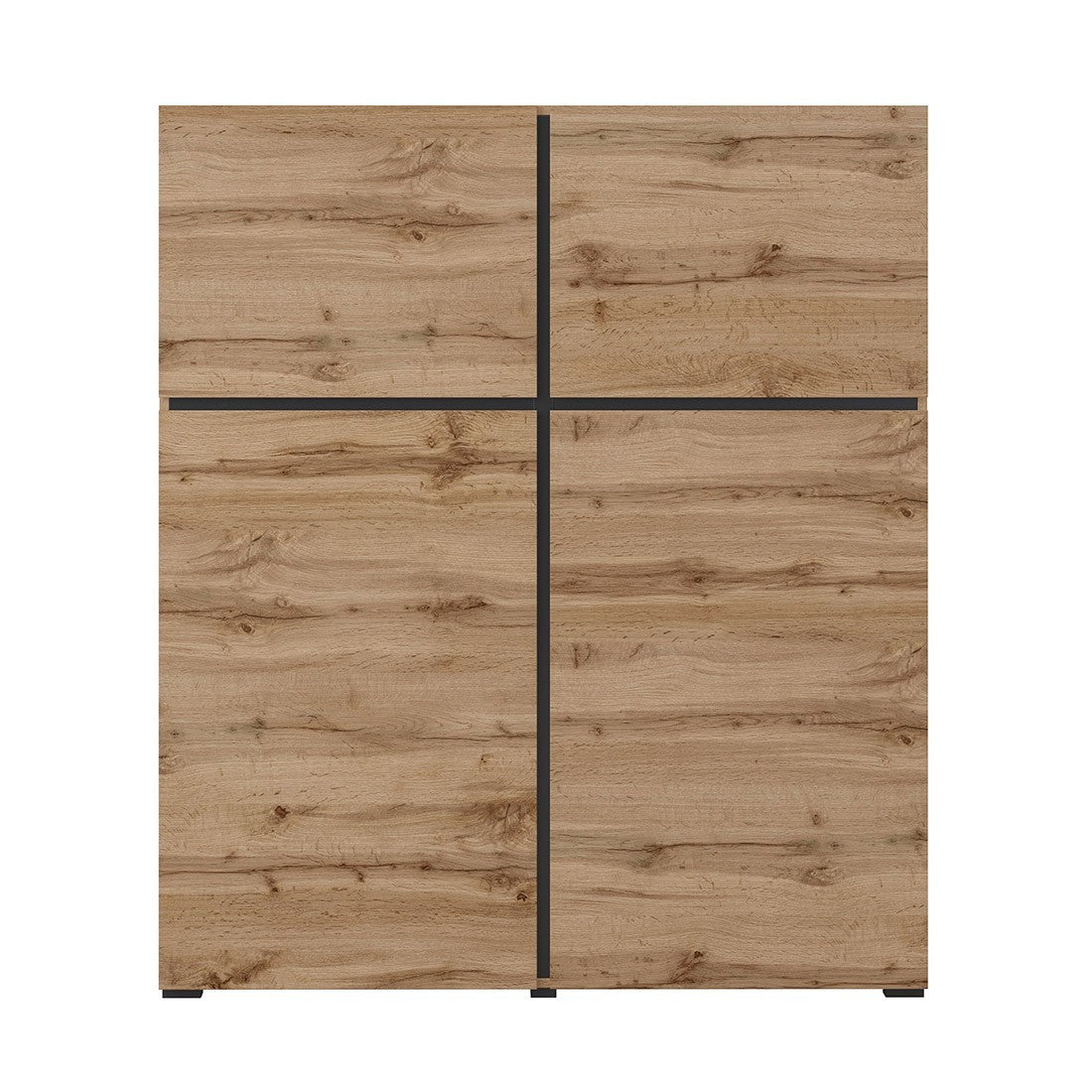 Buffet alto colori rovere e nero L120xH140xP40 collezione HAVANA. Buffet alto design con 4 porte.