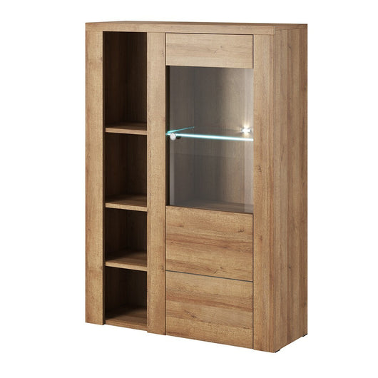 Mobile alto design con 1 porta per soggiorno, colore rovere. Collezione SANTIAGO.