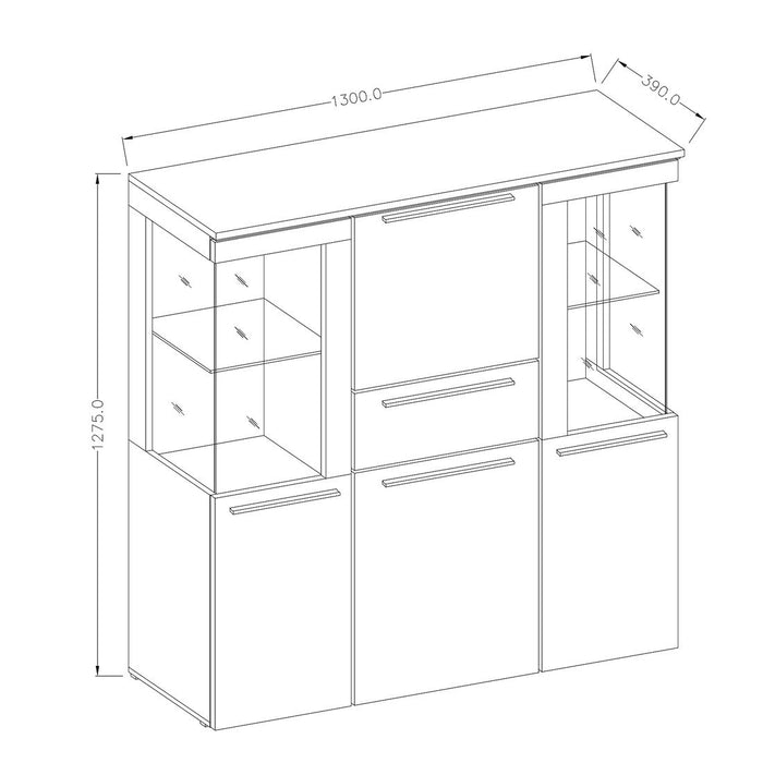 Credenza alta per soggiorno colore bianco lucido collezione BOMBAY