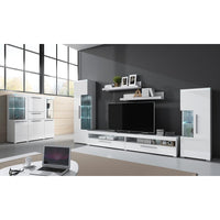 Credenza alta per soggiorno colore bianco lucido collezione BOMBAY