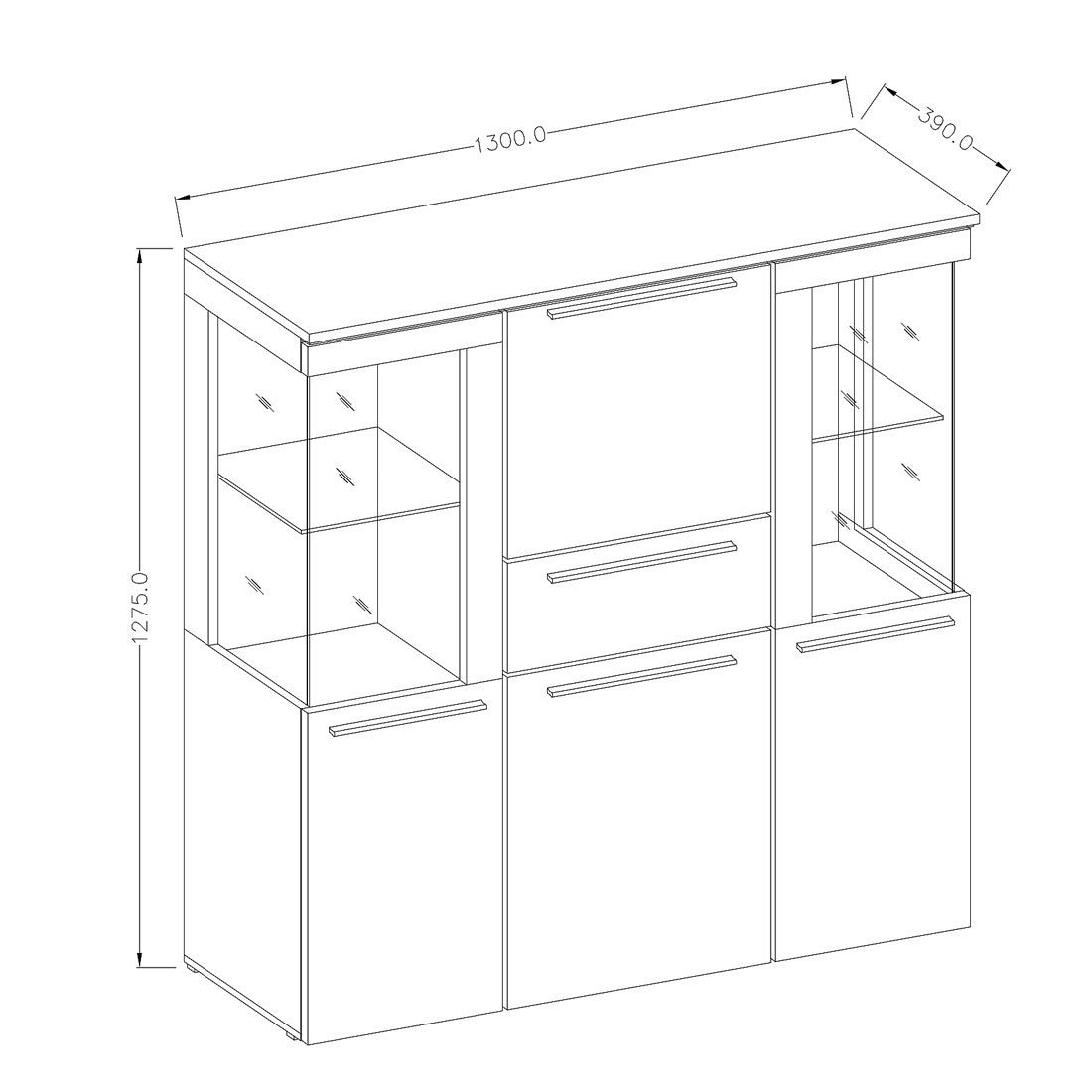 Buffet alto per soggiorno colore grigio effetto ardesia collezione BOMBAY