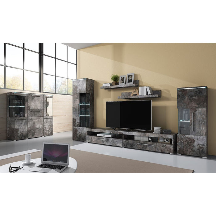 Buffet alto per soggiorno colore grigio effetto ardesia collezione BOMBAY