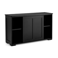 Credenza mobile da cucina in MDF con 2 ripiani portaoggetti e 2 ante scorrevoli nera 20_0004795