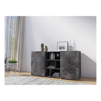 Buffet NARVA 130 cm effetto ardesia - 2 porte e 6 nicchie - 132.4 x 68.1 x 39.5 cm