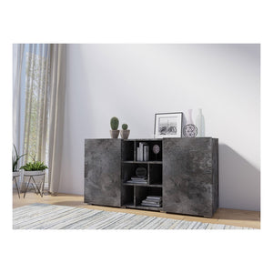 Buffet NARVA 130 cm effetto ardesia - 2 porte e 6 nicchie - 132.4 x 68.1 x 39.5 cm