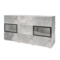 Buffet con 2 porte e 3 cassetti collezione RAMOS. Color grigio effetto cemento e nero.