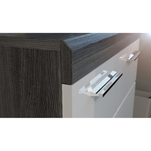 Buffet SCOTT – 4 cassetti e 1 porta – Grigio scuro e bianco – 80x85x37 cm