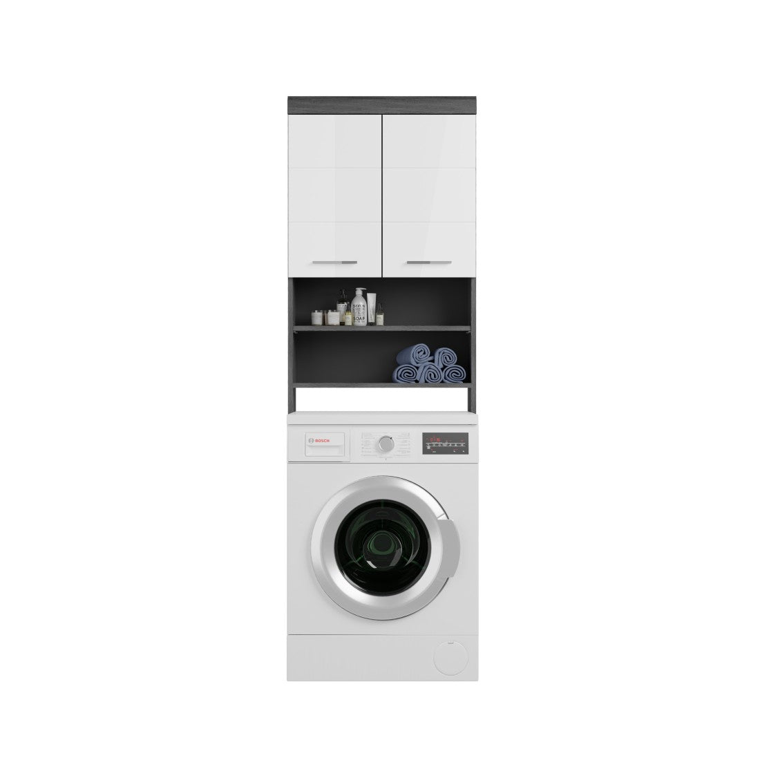 Mobile per il bucato SCOTT – Lavatrice – Grigio scuro e bianco – 63x191x24 cm