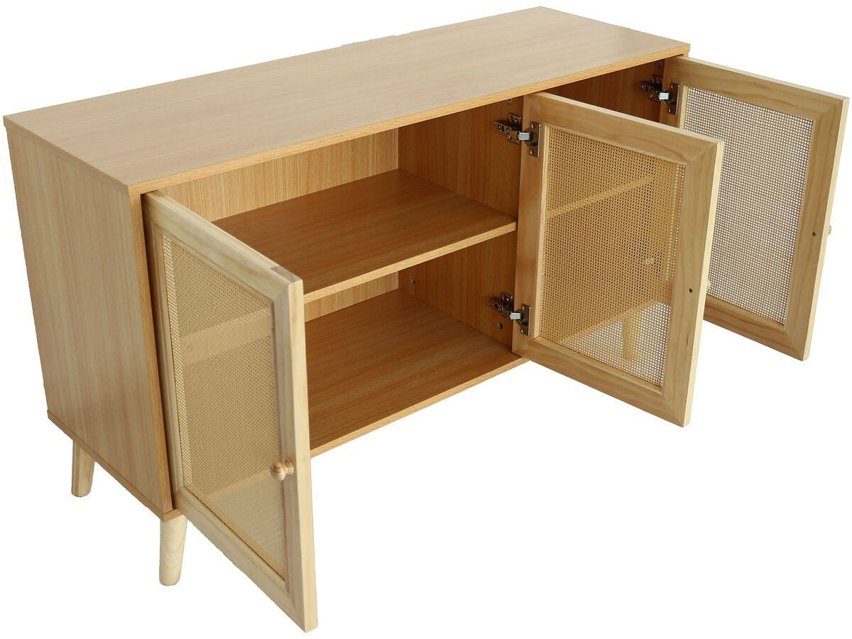 Credenza in stile canna "Neuille" - 120 x 40 x 71,5 cm - Beige