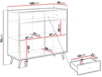 Credenza - "Temerra" - 100 x 42 x 92 cm - Nera
