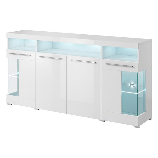 Buffet XL 180cm con 4 porte colore bianco lucido collezione BOMBAY